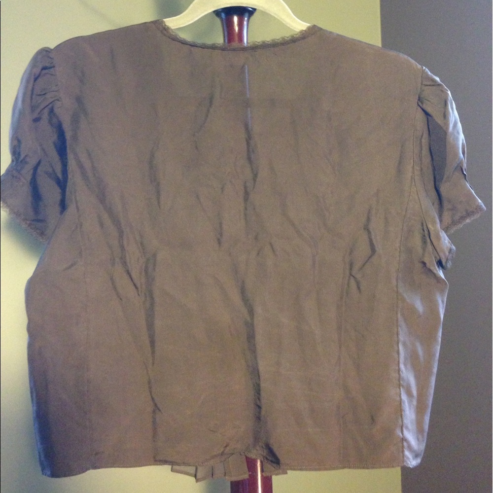 Old Navy Brown Short Sleeve Tie-Front Blouse - Picture 5 of 6